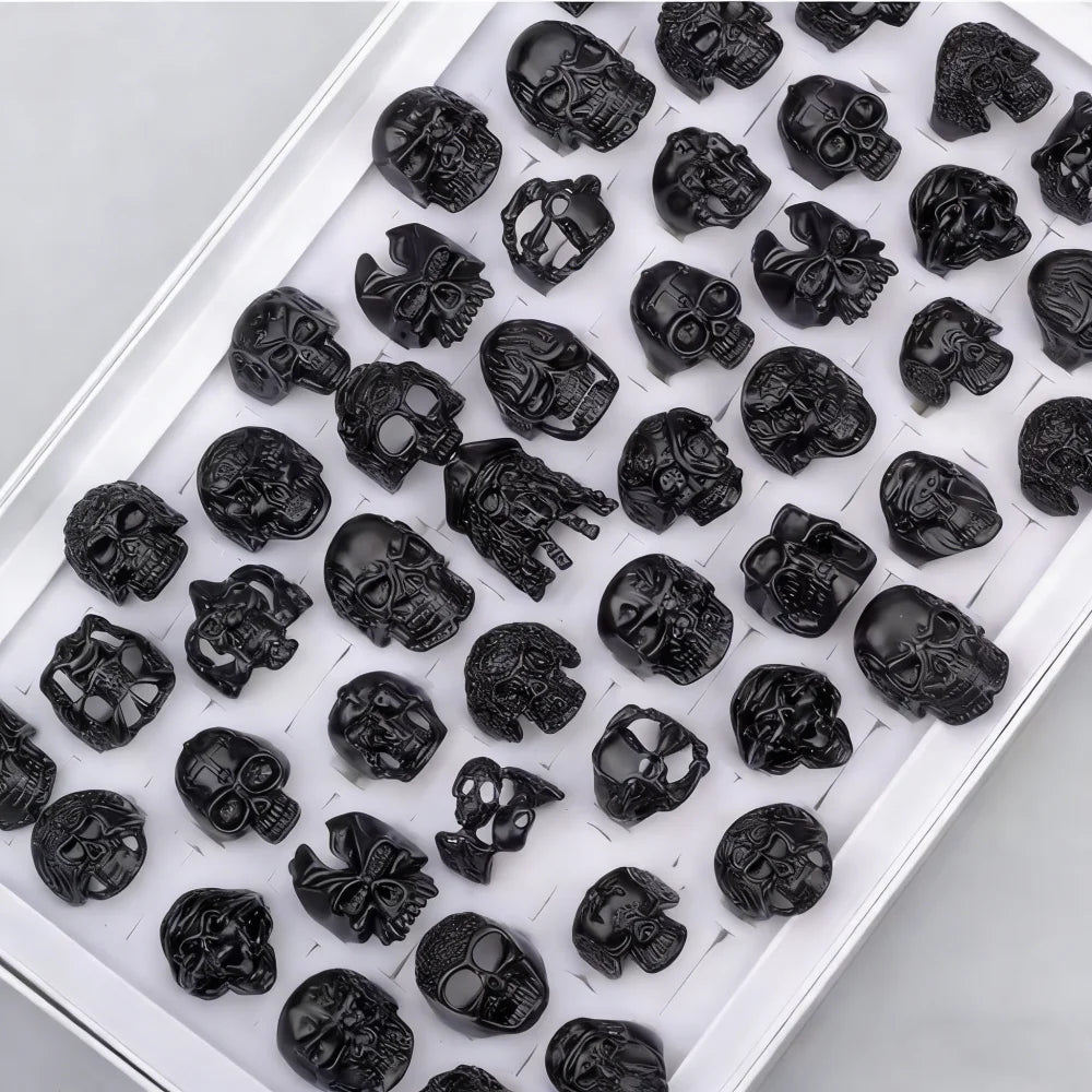 10/15/20Pcs/Lot Retro Gothic Punk Skull Rings Men Women Charm Rock Cool Fashion Jewelry Accessory Daily Party Gift Random Style