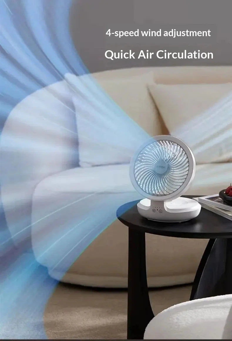 Edon Air Circulation Fan Wireless Suspended USB Rechargeable Night Light Touch Control 4 Wind Speed Folding Electric Fan