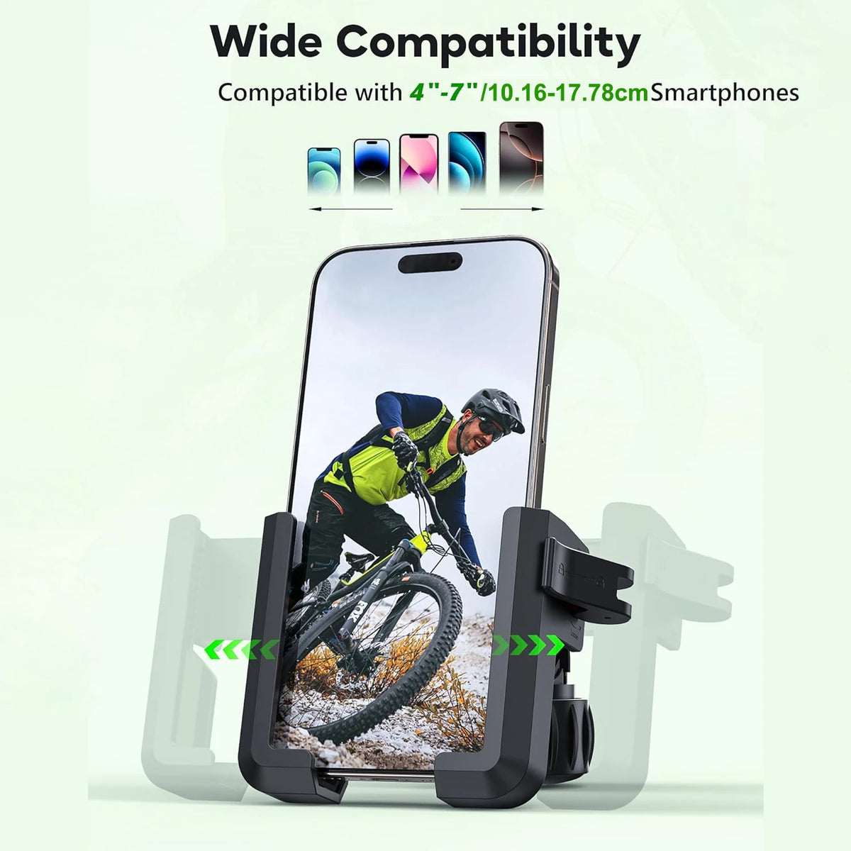 New Motorcycle Phone Mount with Vibration Dampener - 30s Tool-Free Install & Quick Lock, Universal for Bike/MTB, Fit 4-7" Phones