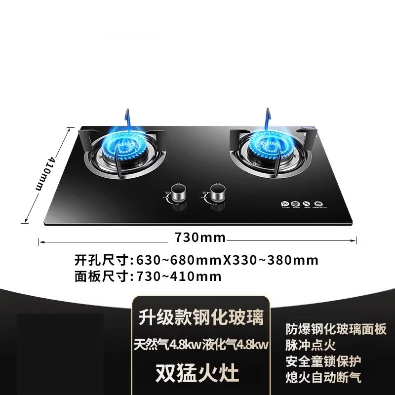 Gas stove, double burner, household LPG tabletop/natural gas stove, high-power built-in gas stove