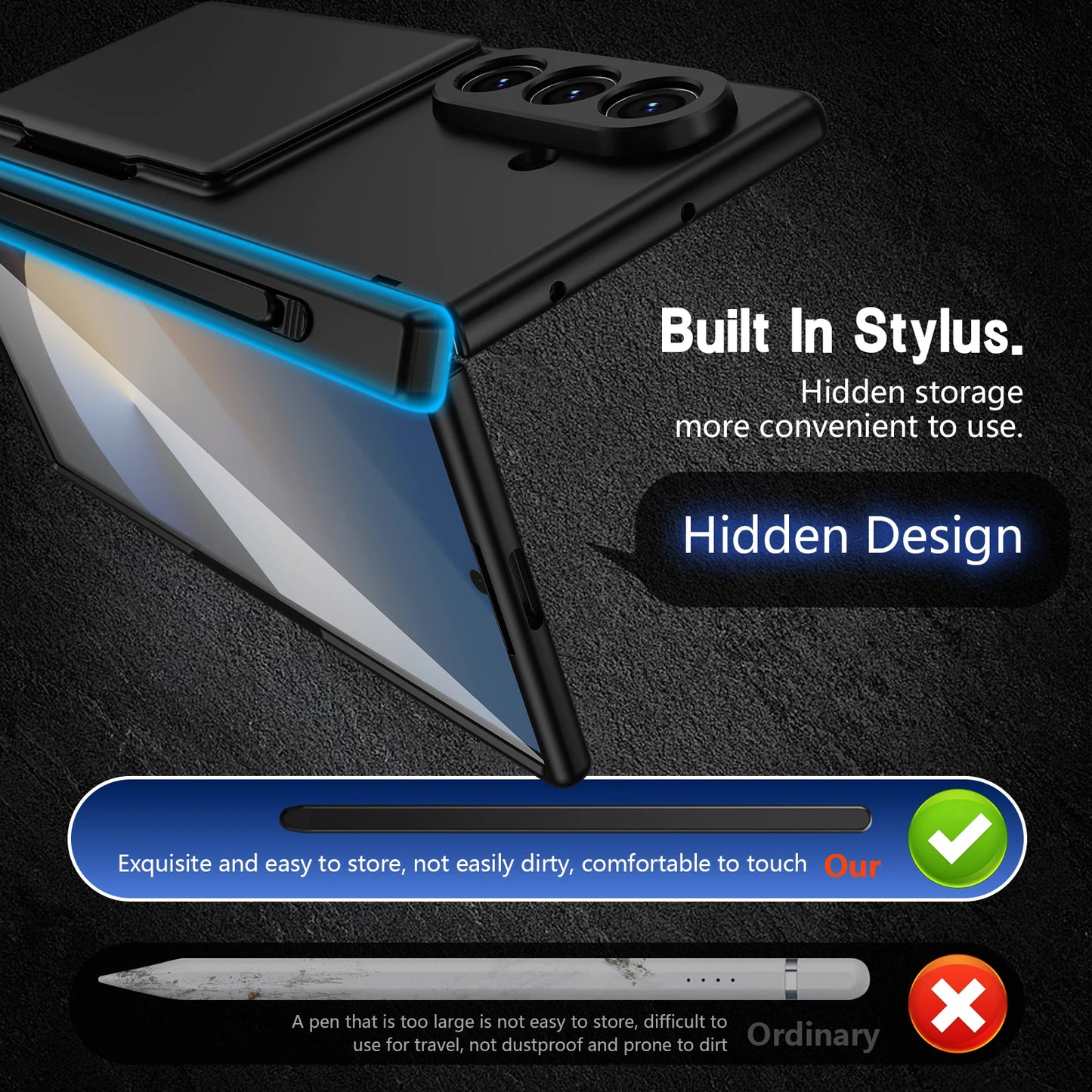 Case For Galaxy Z Fold 8 Ultra 7 6 Card Holder Wallet Kickstand Pen Slot Glass Screen Protector Hinge Shockproof Protective Case