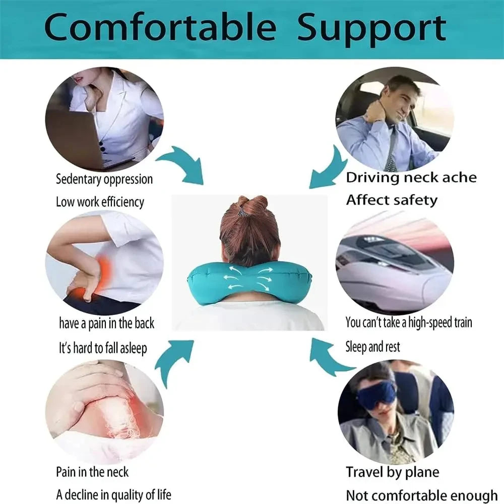 Travel Pillow Inflatable U-Shape Neck Pillow Portable Cervical Orthopedic Protection Airplane Neck Pillows Travel Essentials