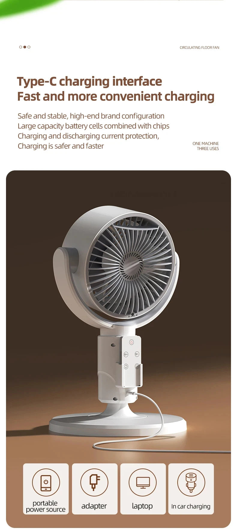360 Circulation Quiet Powerful Floor Fan,Standing Smart Fans,with Remote Control Adjustable Height
