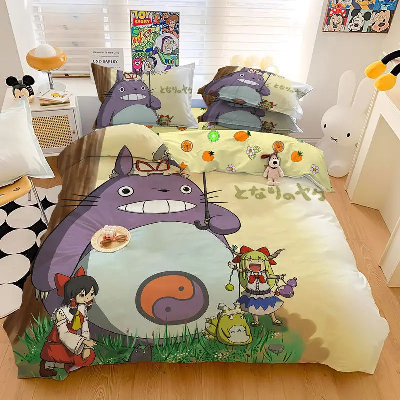 3D Exquisite Cartoon Print Duvet Cover My Neighbor T-Totoro Bedding Set Comforter Bed Youth Home Decor Kids Boys Girls Gift