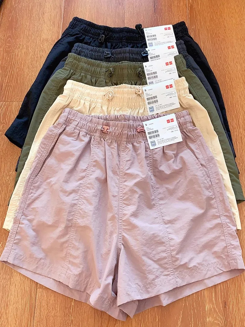Summer New Women's Casual Thin Quick Dry Sport Shorts High Waist Wide Leg Pants High Waist Absorb Sweat Summer Fashion