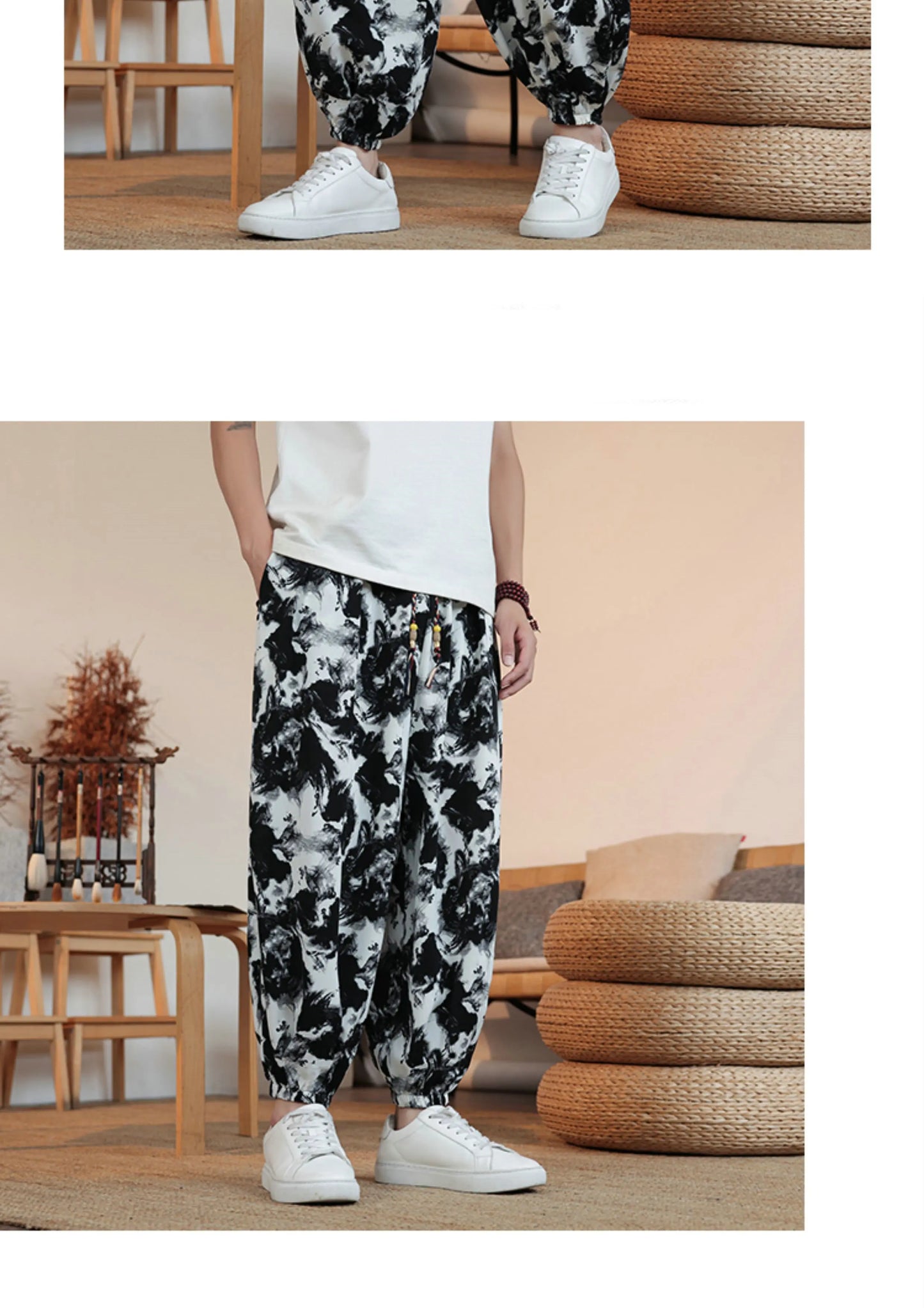 Summer Men Wide-leg Pants Male Retro Harem Pants Mens Hiphop Streetwear Harajuku Style Casual Pants Women Jogging Trousers