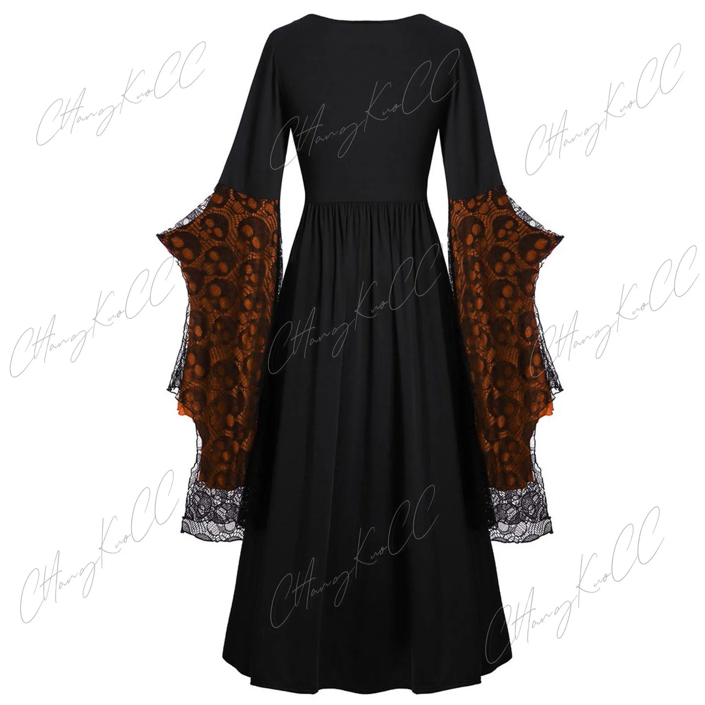 Vintage Halloween Cosplay Costume Witch Vampire Gothic Dress Ghost Dresses Up Party Printed Medieval Ghost Bride Female Clothes