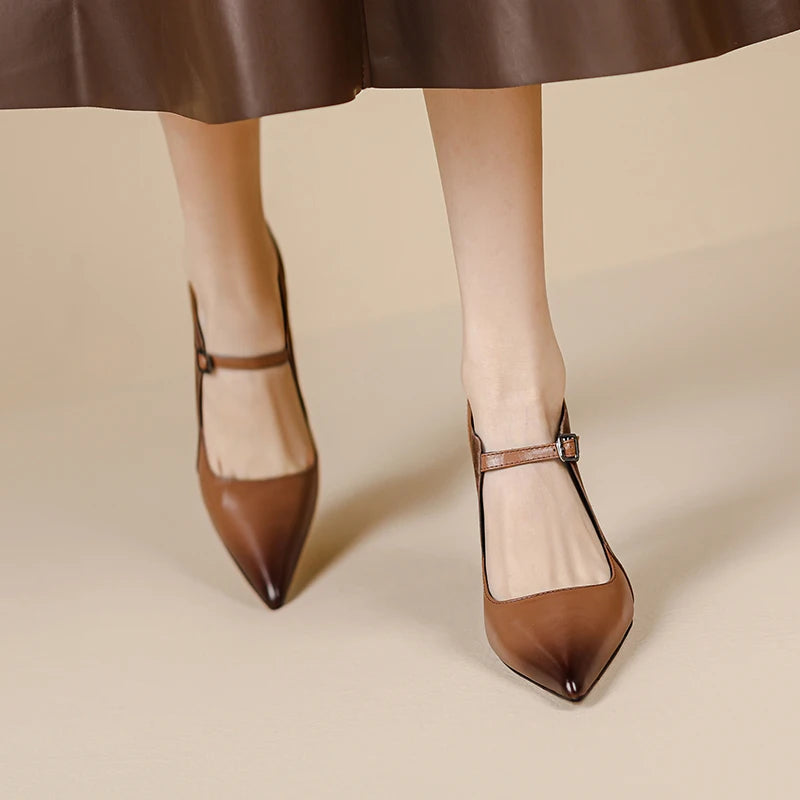 【JOCHEBED HU】Size 33-40 2023 New Soft Genuine Leather Women Heels Fashion Sexy Club Party Wedding High Heel Shoes