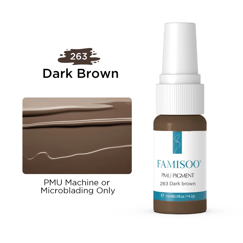FAMISOO 15ml Permanent Makeup Pigment Microblading Paint Ink Body Art Eyebrows Eyeliner Tattoo Inks Makeup Supplies 0.5OZ