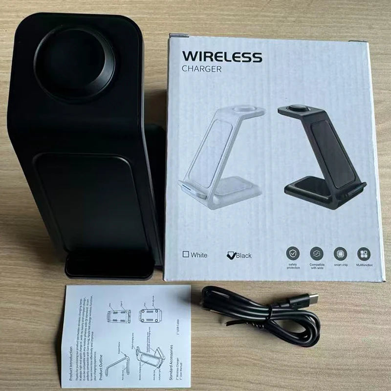 3-in-1 Wireless Charger Magnetic Stand 30W Output Power Travel Charger for iPhone Smart Watch Earphone with Holder