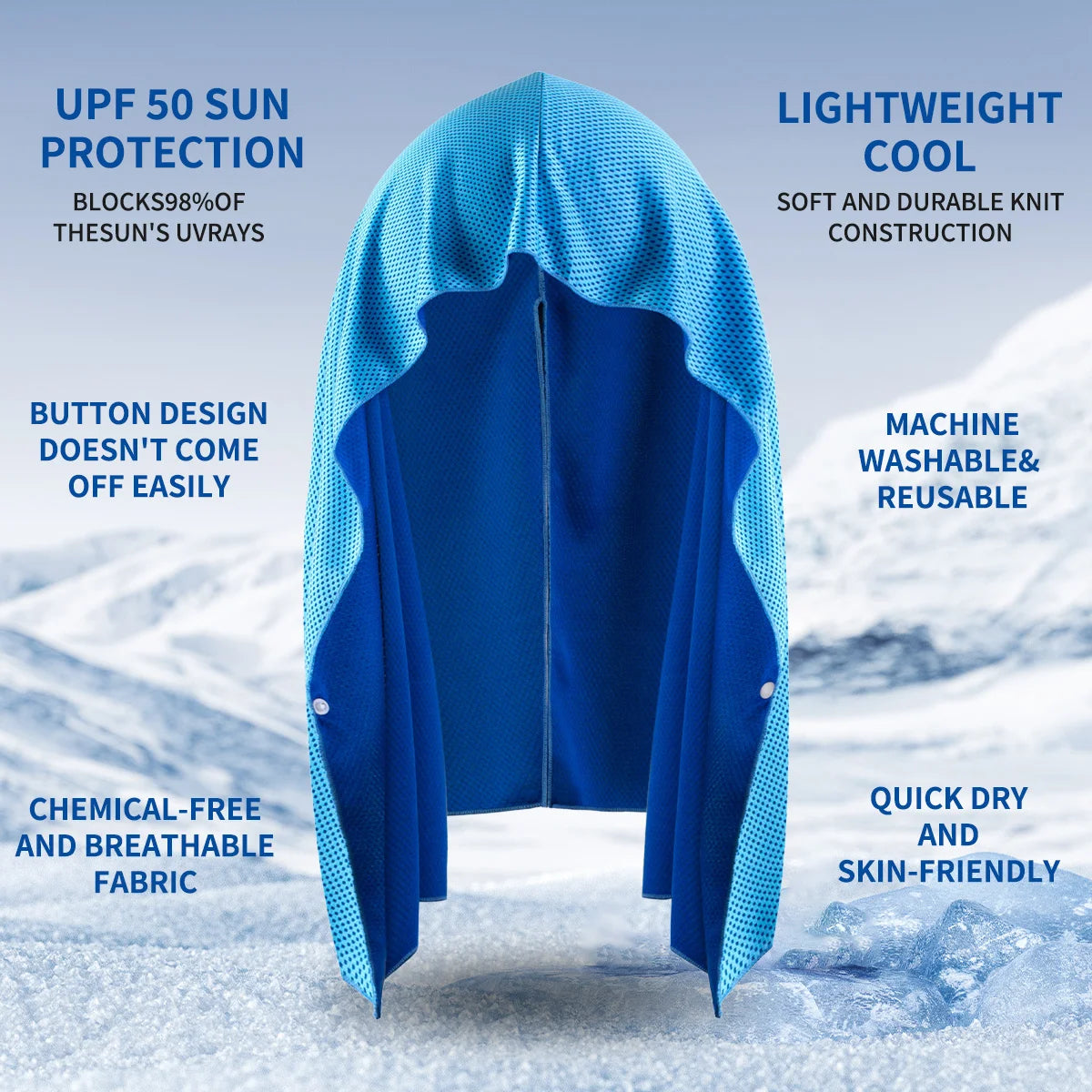 Cooling Hoodie Towel- Hood Towel, Evaporative Cool Technology, Cools Instantly When Wet, , Great for Sports, Fitness, Gym