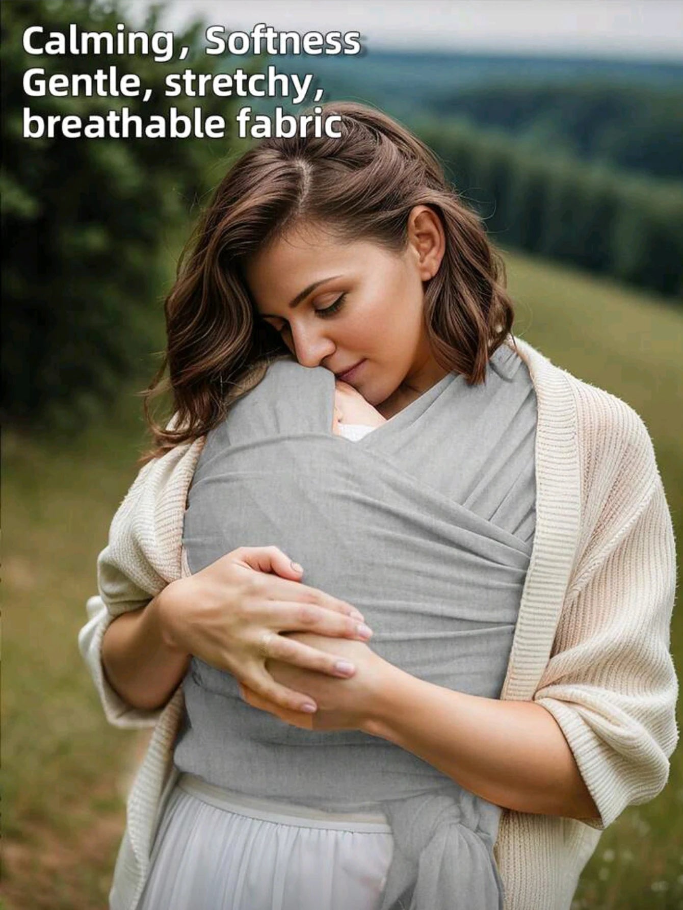 Baby carrier front-carrying multi-functional sleeping, breastfeeding, outing device to free hands knitted fabric