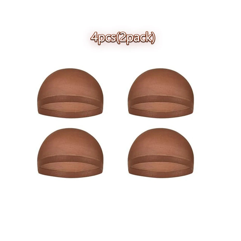 4/20pcs Red brown Wig Cap Elastic Breathable Invisible Wig Caps Perfect For Professional Use,2pcs/Pack
