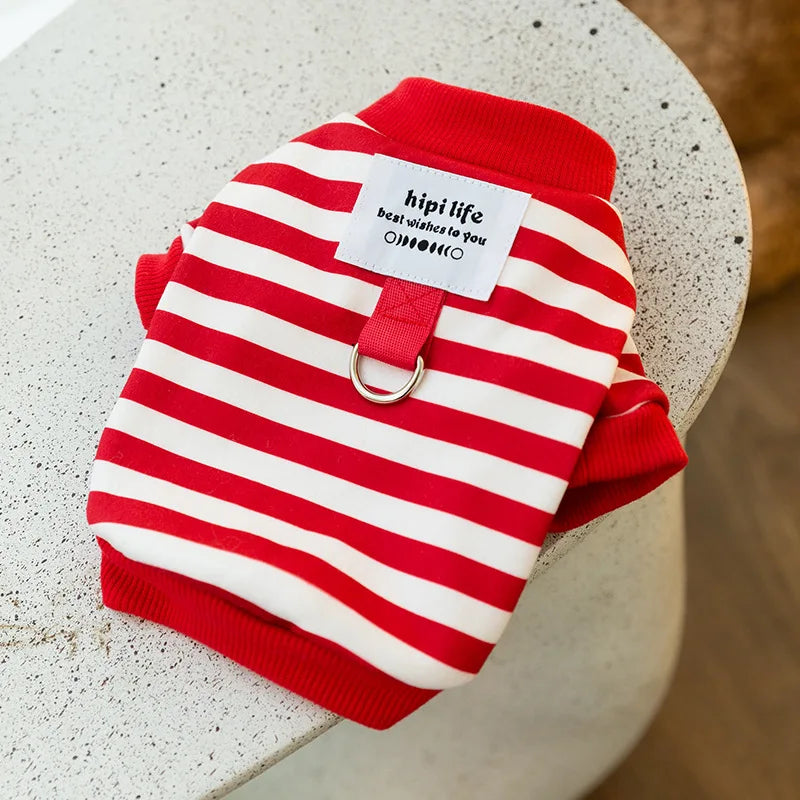 Dog Hoodies Striped Warm Winter Dog Clothes Pet Dog Coat with D-Ring Chihuahua French Bulldog Dog Accessories Puppy Dog Costume