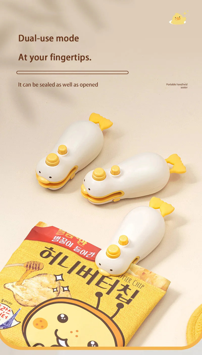 New Cute Duck Handheld Vacuum Sealer Magnetic Bag Sealer Rechargeable Portable Easy Use For Freshness 2 in 1 Mini Rechargeable