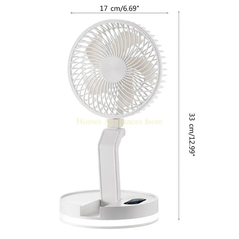 D0AB Multifunctional Folding Fan with Soft Light Portable Air Circulation Fan Remote Control Quiet Office Fan Easy to Use
