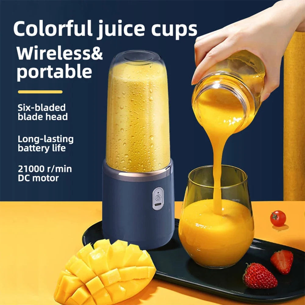 400ML Portable Electric Juicer 2 Cup Home Mini Multifunctional Wireless Blender USB Rechargeable Small Juice Cup Mixer Machine