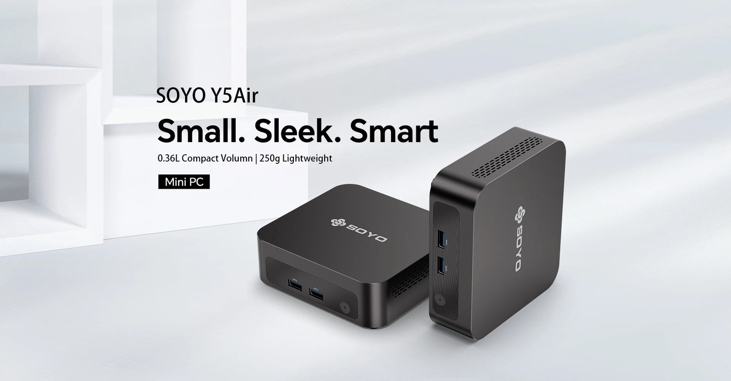 SOYO Mini PC Y5 Air Intel i5 4th CPU with 8GB RAM 128GB M.2 SSD  Mini Desktop Computer Dual 4K Display, WiFi 5, BT4.2, USB-C