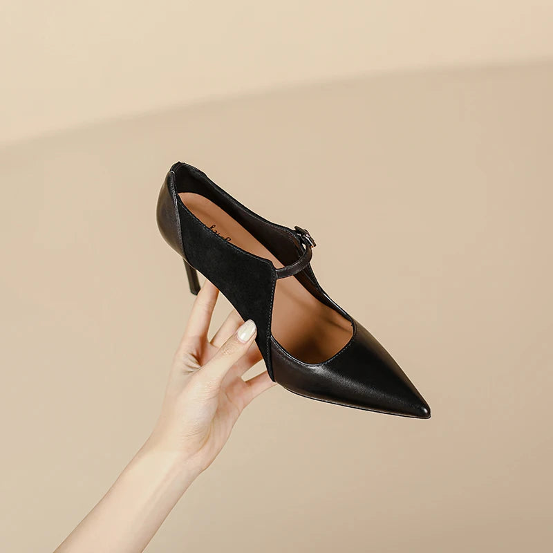 【JOCHEBED HU】Size 33-40 2023 New Soft Genuine Leather Women Heels Fashion Sexy Club Party Wedding High Heel Shoes