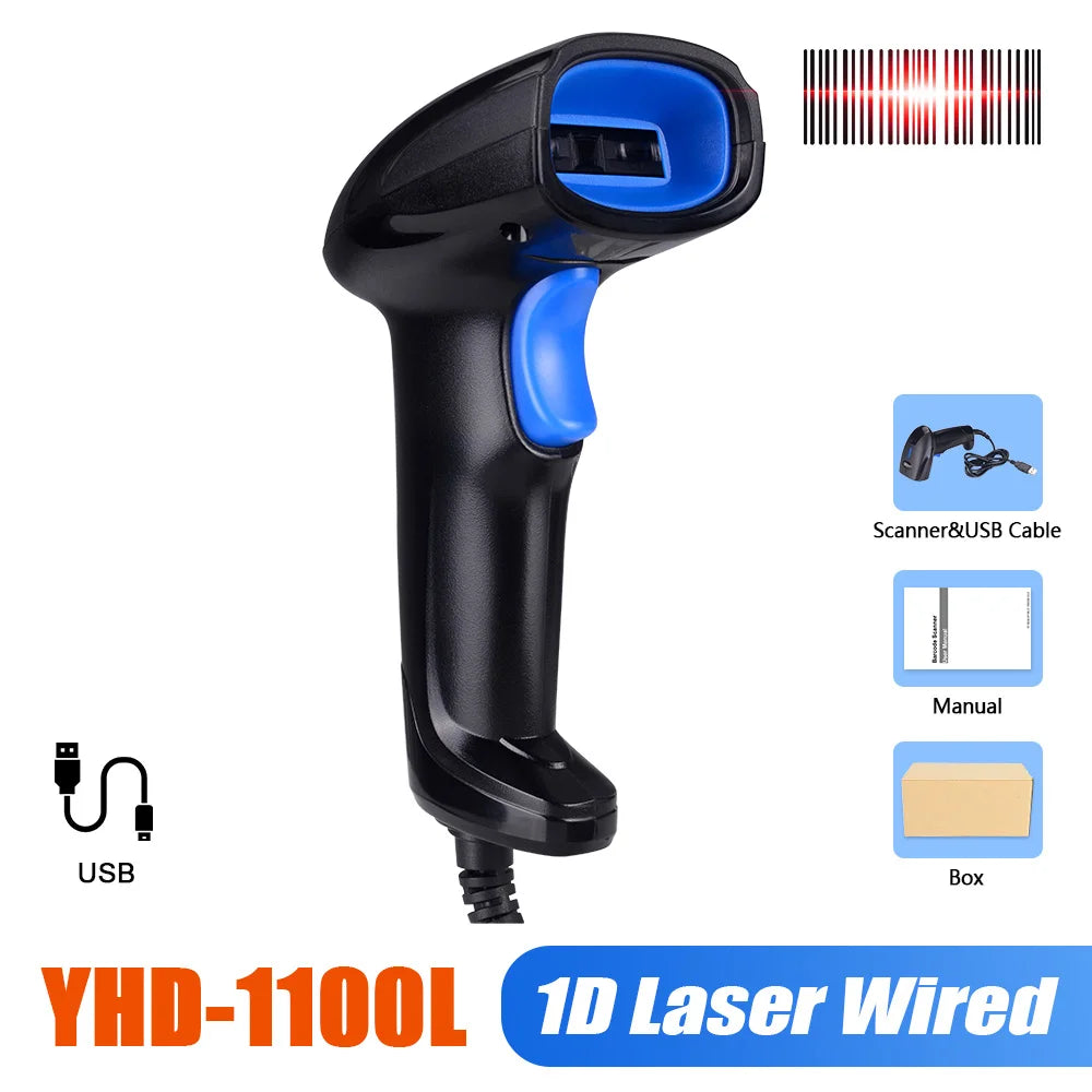 YHDAA Handheld Bluetooth Wireless 2D Barcode Scanner 1800mAh Support 20 Hours Continuous Scanning QR Code Reader