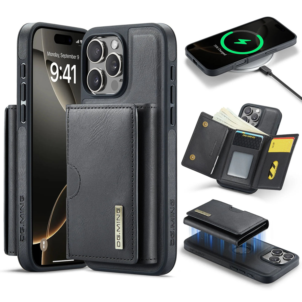 Magnetic Leather Wallet Card Phone Case For iPhone 17E 17 Air 16E 16 Pro Max 15 Plus 14 13 12 11 Flip Wireless Charging Cover