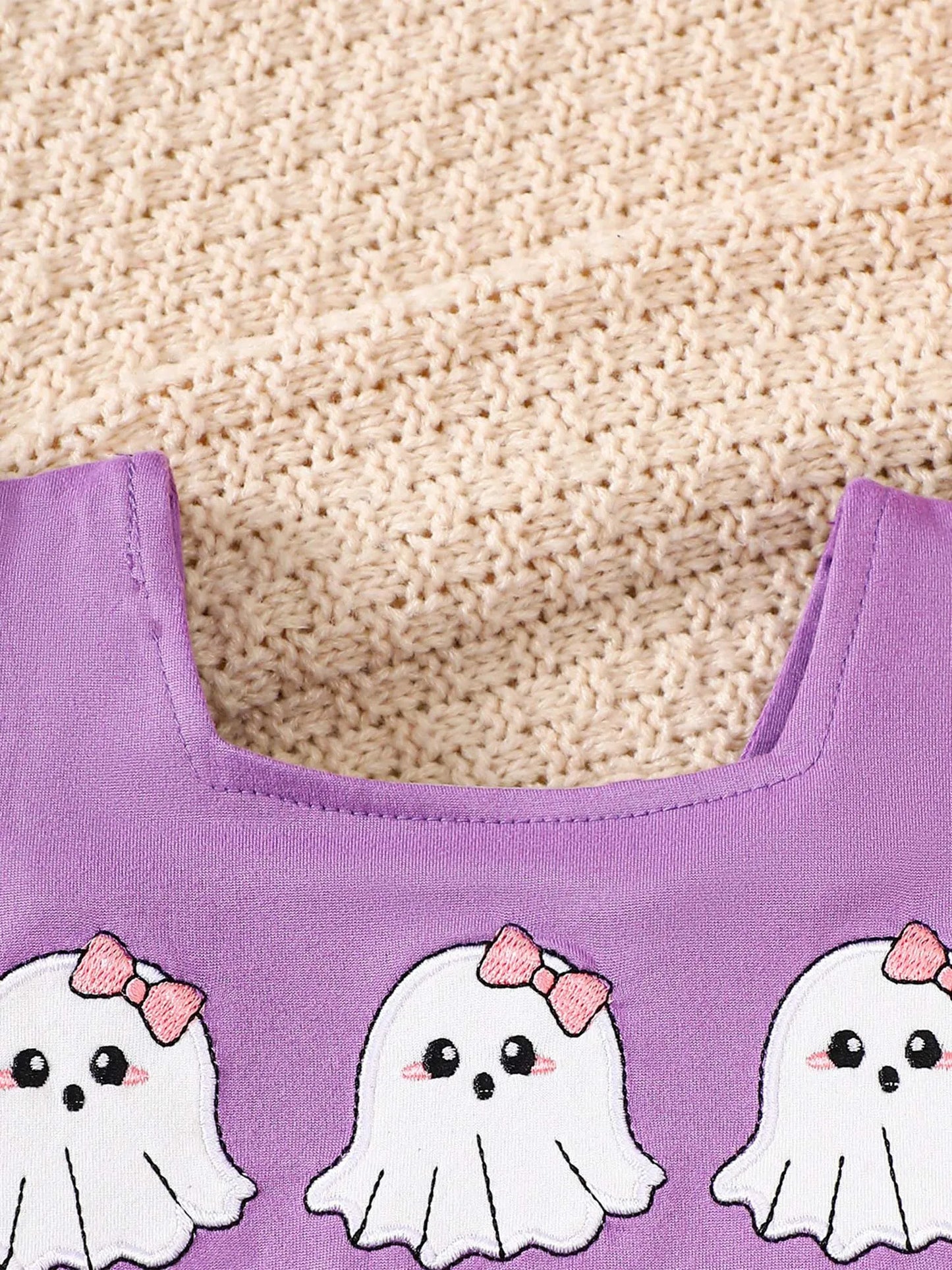 Infant Girls Halloween Theme Party Carnival Pumpkin Ghost Skeleton Cosplay Costume Skull Pumpkin Face Apparition Print Romper