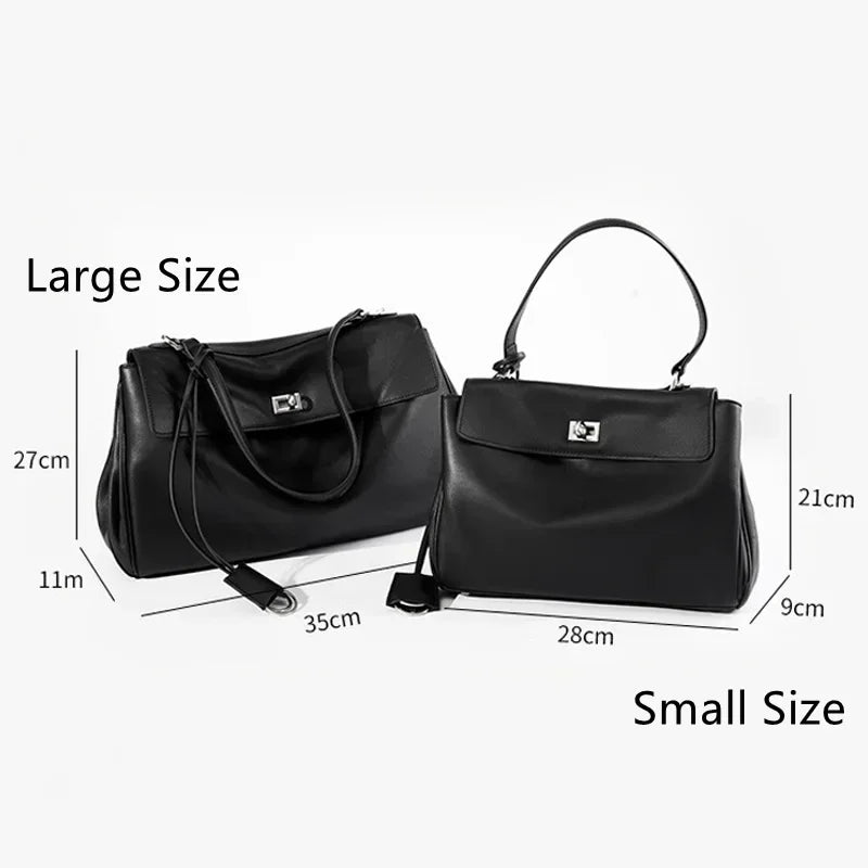 2025 New Luxury Tote Bag for Women Genuine Split Cow Leather Crossbody Shoulder Bag Top-Handle Work Lock Closure Underarm Purse