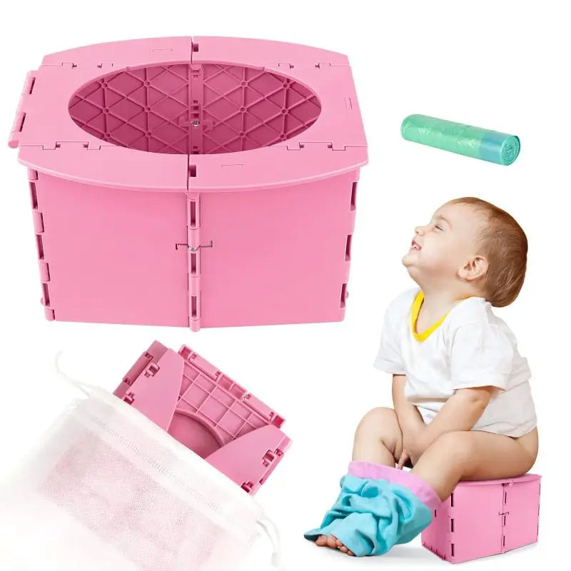 Travel Potty for Kids,Reusable Portable Folding Potty for Toddler,Foldable Toilet for Outdoor Camping,Toddler Toilet Seat Green