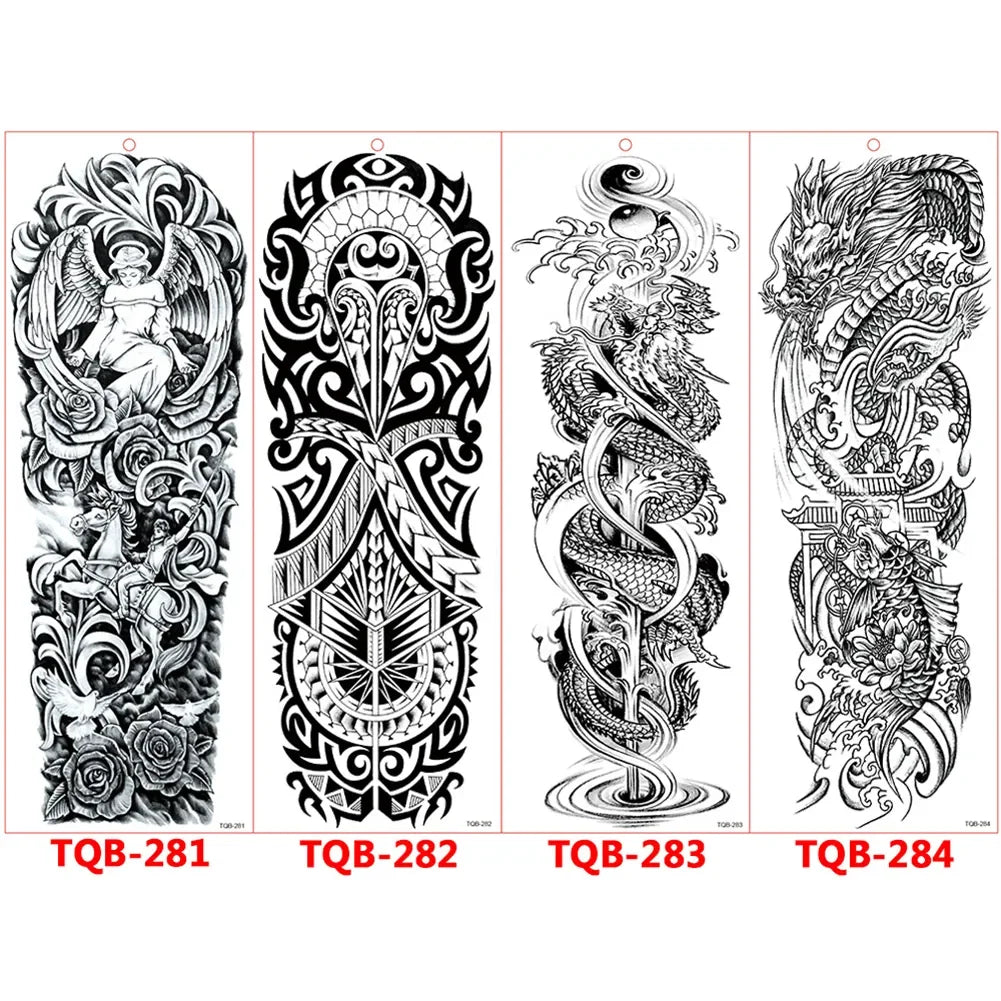 Full-arm Tattoo Stickers With The Crown Of The Virgin Of Jesus And Lion Waterproof Tattoo Stickers