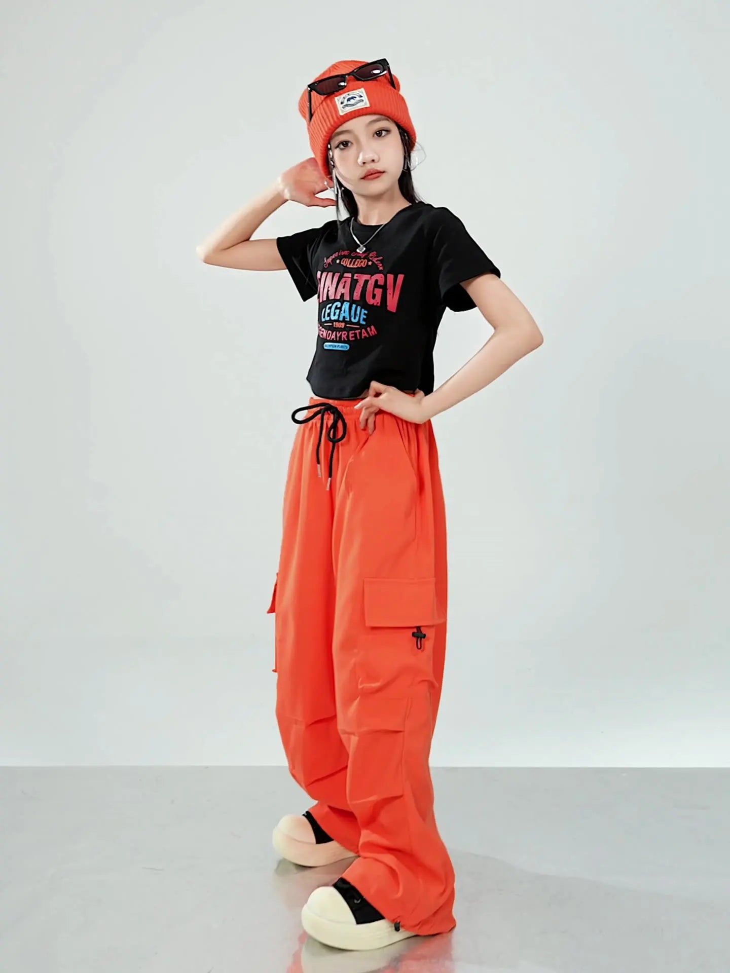 Teenager Kids Hip Hop Style Dance Costume Suit For Girls Fashion Korean Streetwear Outfit Children Street Clothes Set Outerwear