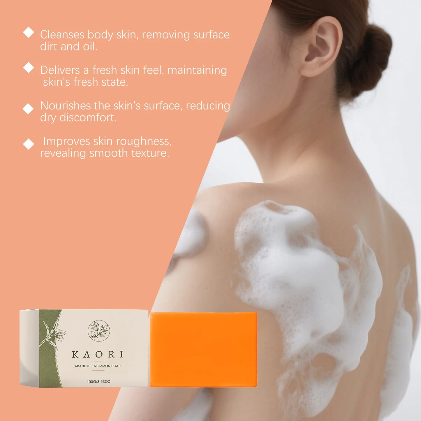 Persimmon Body Cleansing Soap For Body Odor Removal Long-Lasting Oil Control Fresh Natural Fruit Aroma Foaming Body Bath Soap