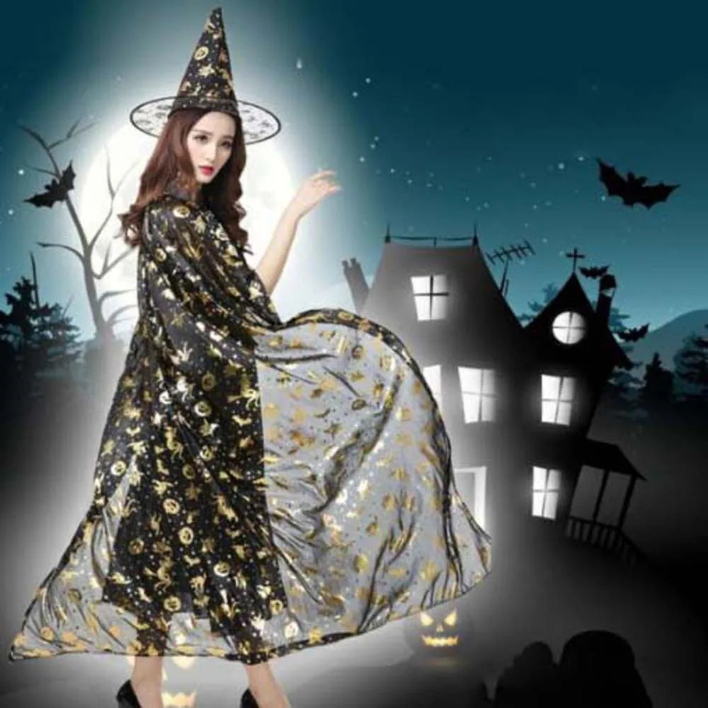 Performance Costumes Halloween Cloak Sets Pumpkin Witch Caps Scary Costumes Cosplay Bat Hat Wizard Robe Party Show