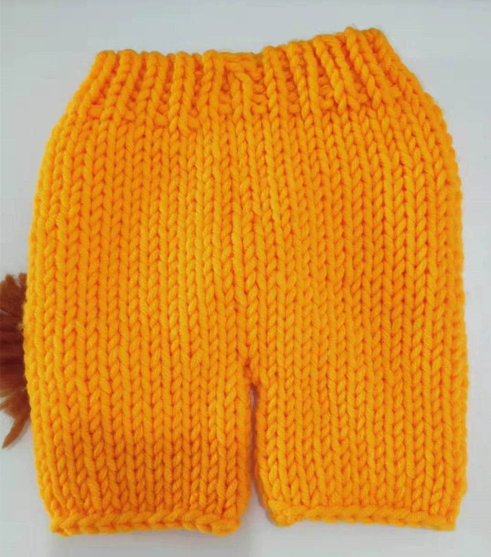 Handmade Crochet Costume Halloween Photoshoot for Baby Boy Photography Props Outfits Newborn Babies Gifts 0-6M Lion Pants Set
