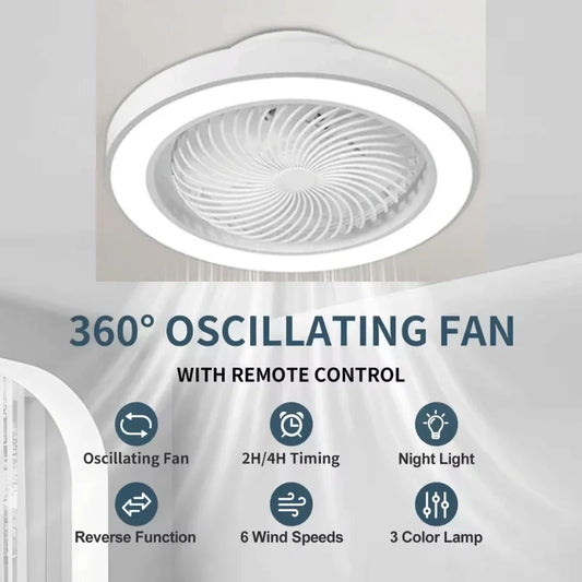360 Degree Enclosed Circular Fan Light with Remote Control, 3-color Light, Ceiling Light for Living Room, Bedroom, Dining Room