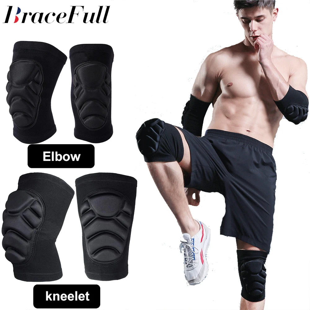 1Pair Knee Elbow Pads,Thick Sponge Collisioned Kneepads for Sports,Protective Knee Support Sleeve for Basketball Running Cycling