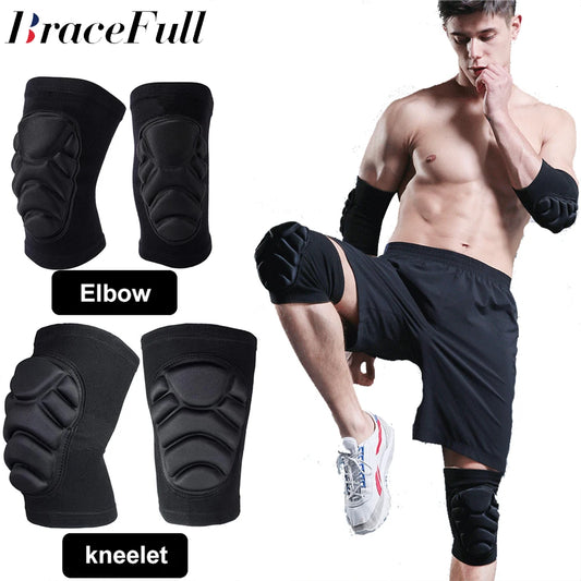 1Pair Knee Elbow Pads,Thick Sponge Collisioned Kneepads for Sports,Protective Knee Support Sleeve for Basketball Running Cycling