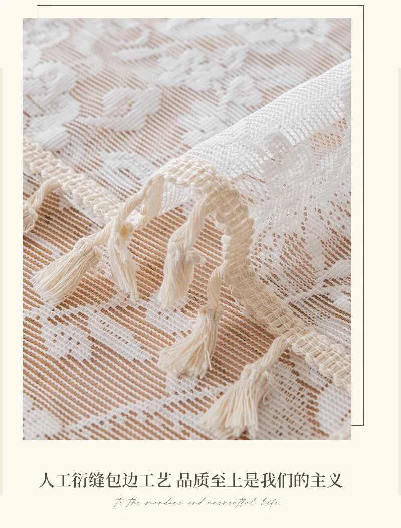 French Rose Lace Tablecloth, Rectangular Dining Tablecloth, Home Coffee Table Wedding Decoration Cover,