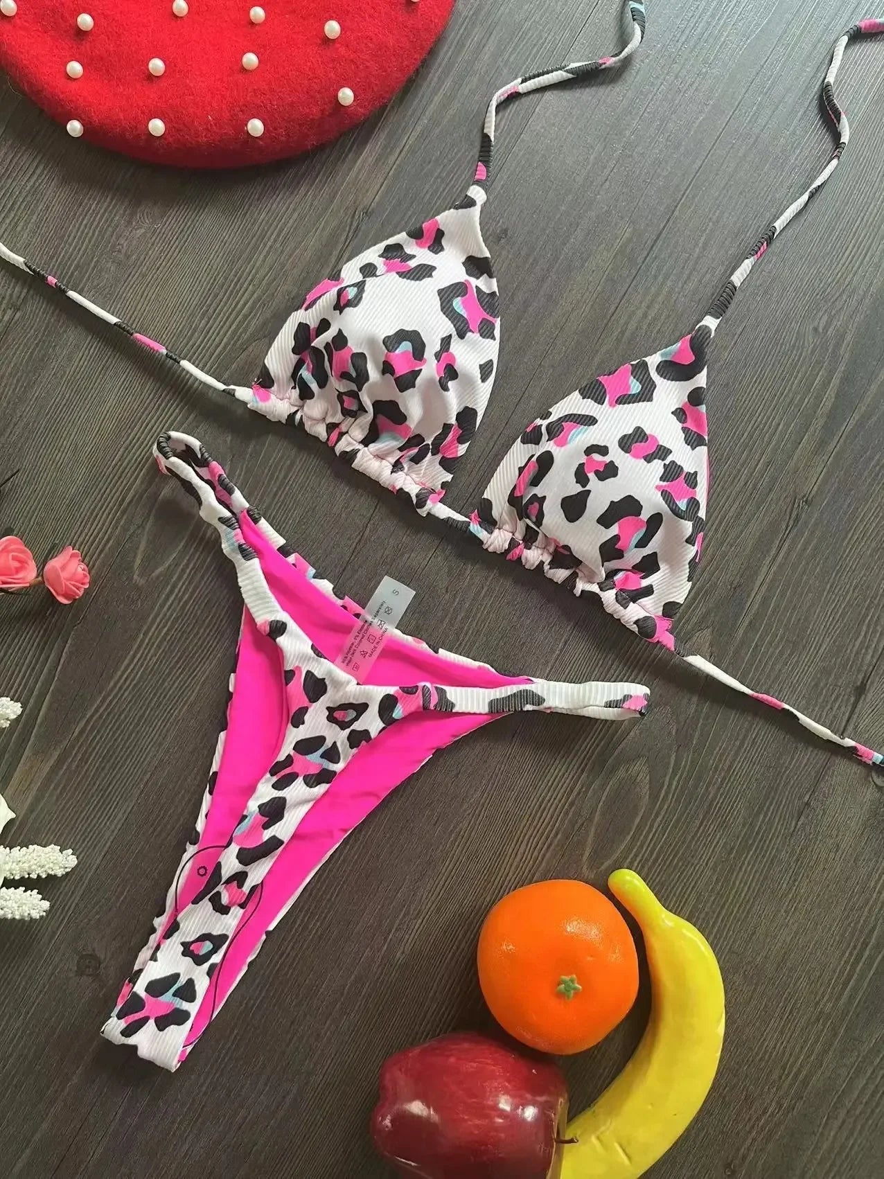 Swimwear Women Leopard Printed Sexy Bikini Set Striped Beachwear Summer Swimsuit Two-pieces Thong Bathing Suit Biquinis