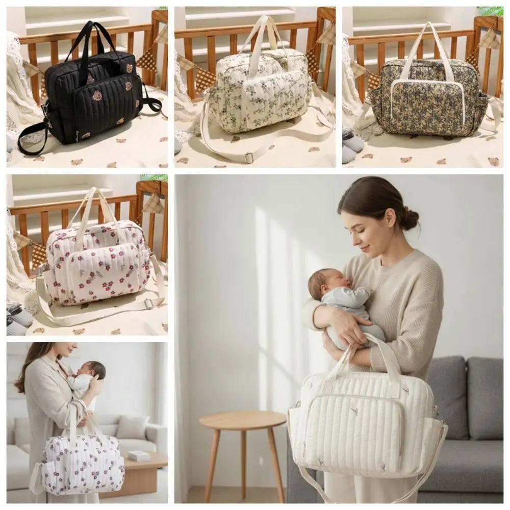 Cartoon Diaper Organizer Lightweight Large Capacity Mommy Shoulder Bag Soft-touch Foldable Stroller Hanging Pack Hospital Stay