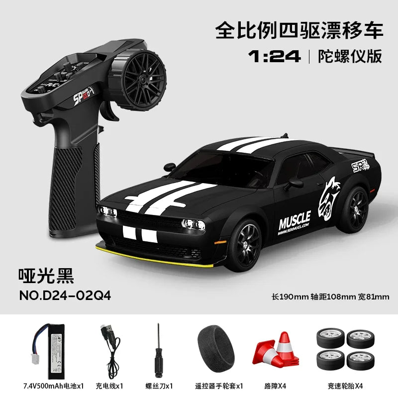 Hongxing 1 24 RC 4WD High Speed Drift Car Full Scale Gyroscope With Lithium Battery 2 Sets Of Wheels Independent Shock Absorber