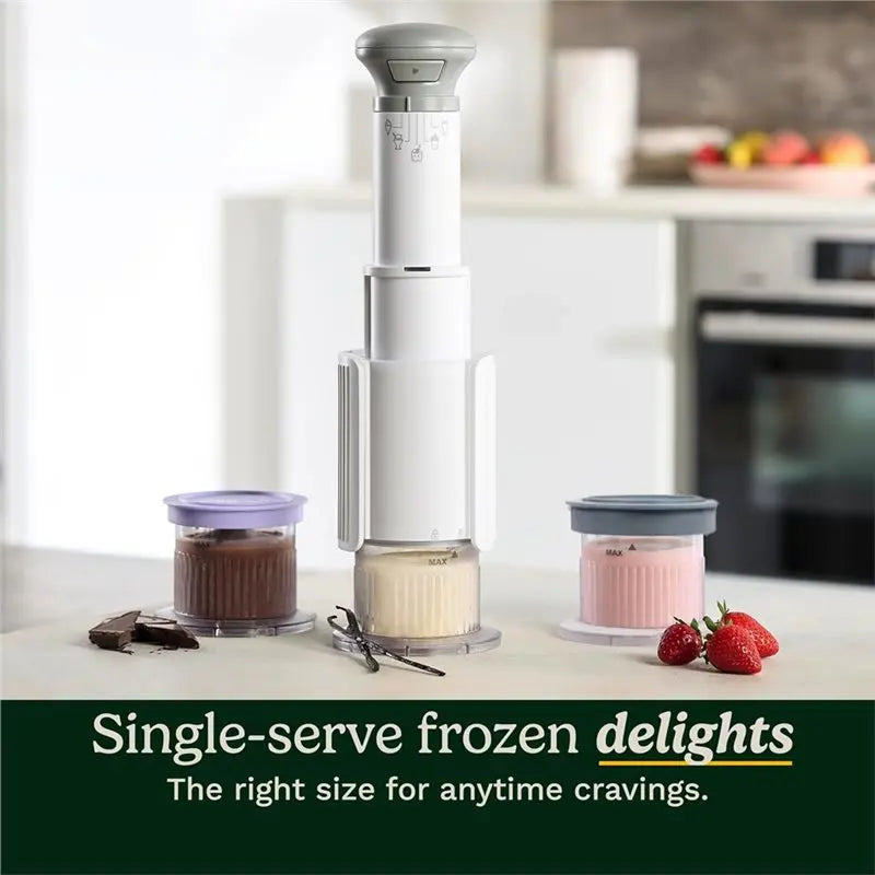 A67Z For Cuisinart Compatible Ice Cream Maker Dessert Cups With Lids- 2 Pack For Fastfreeze 5-In-1 Machine Green Purple