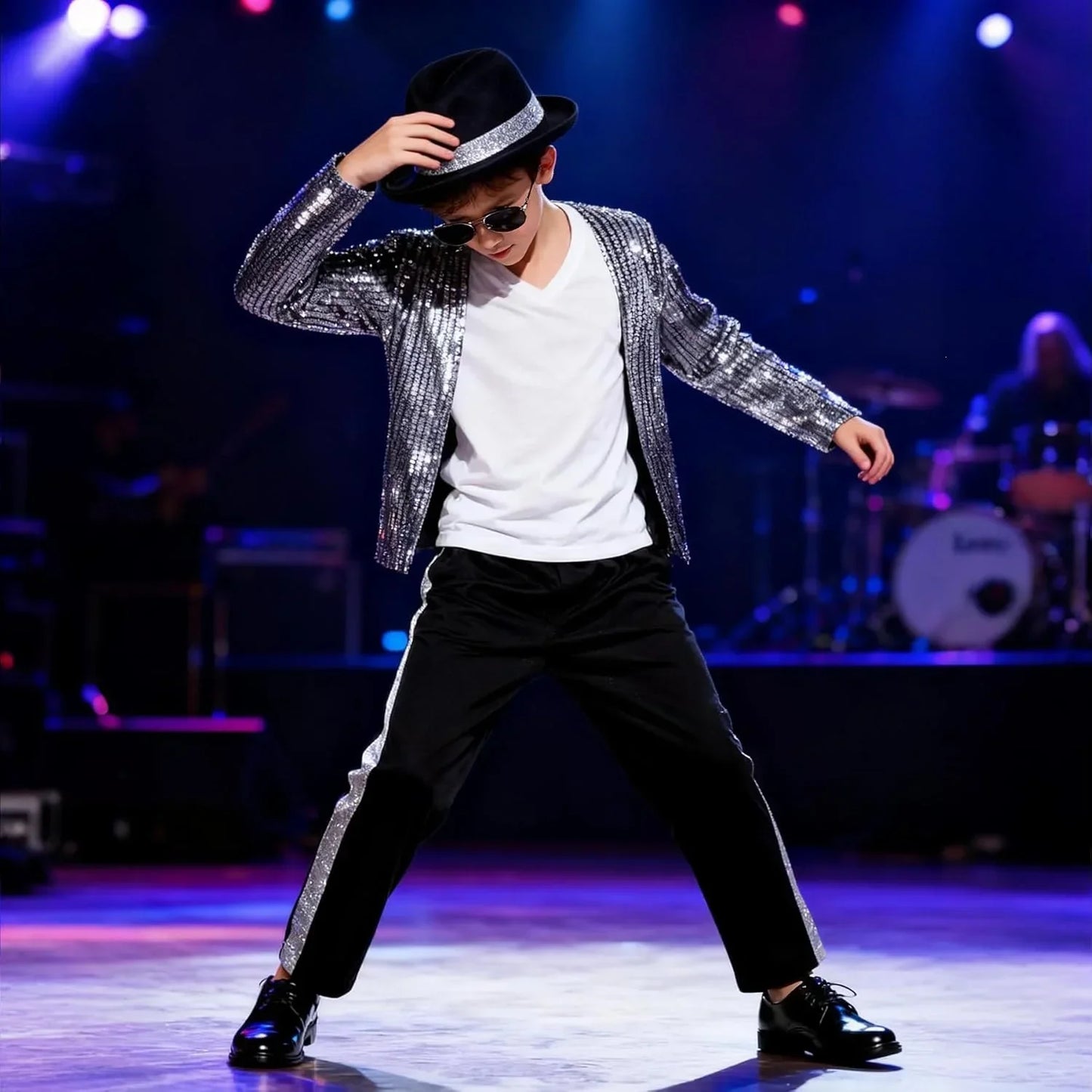 Kids Boys Michael Jackson Cosplay Costume With Accessories King Of Pop 80s Outfit Halloween Carnival Dance Fancy Dress Up