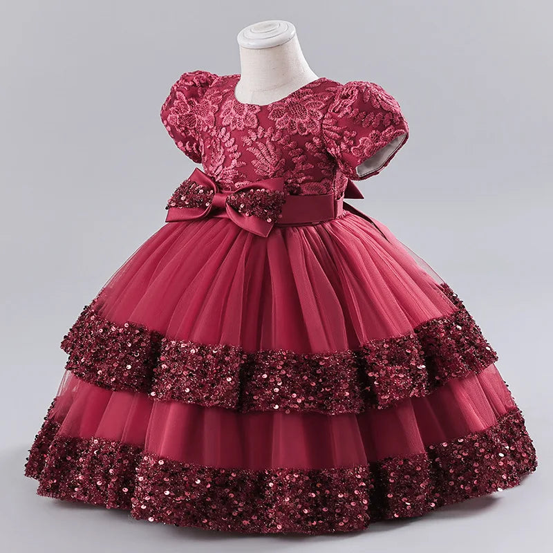 NEW Baby Dress Lace Flower Christening Baptism Clothes Newborn Kids Girls First Years Birthday Princess Infant Party Costume