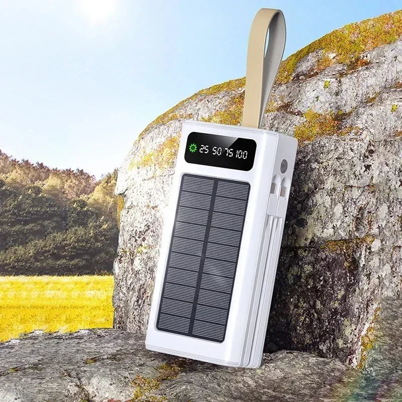Lenovo 500000mAh Power Bank Large Capacity Portable LED Light Solar External Battery Four Interface Charger Powerbank 2026
