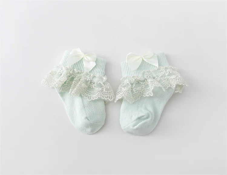 Lawadka 4Pairs/set Infant Girls Socks Cotton Lace Bow Newborn Baby Socks For Girls Beauty Princess Sock Spring Autumn 0 to 24M
