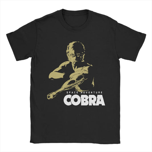 Humorous Space Adventure Cobra T-Shirts for Men O Neck 100% Cotton T Shirt Anime Short Sleeve Tees Graphic Clothing
