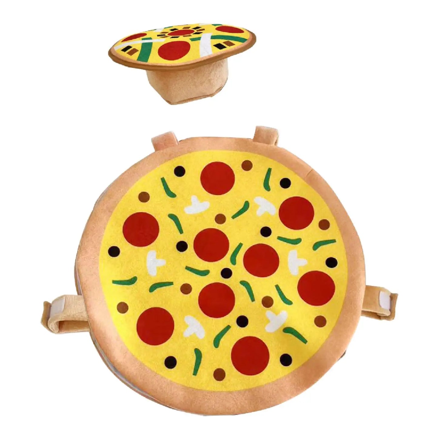 Halloween Pizza Costume with Hat Cartoon Funny Dress up Outfit for Holiday Photo Props Carnival Party Supplies Stage Performance