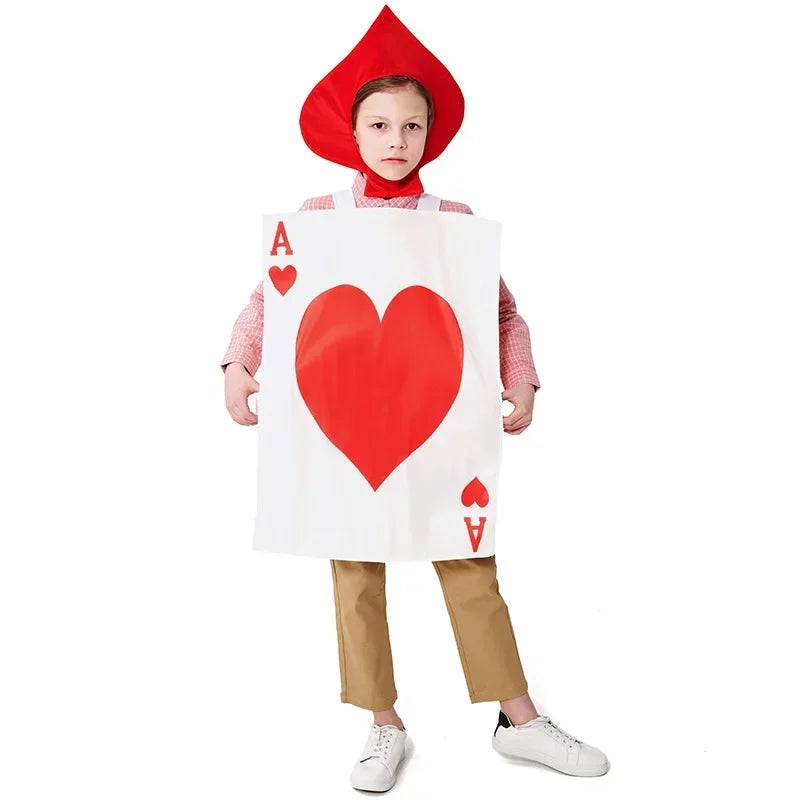 Halloween Playing Cards Heart Costume Adult Children Alice in Wonderland Stage Performance Costume Suit