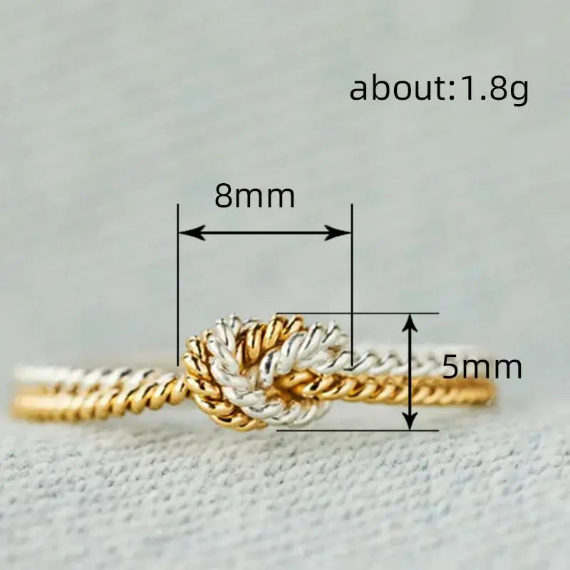 925 Sterling Silver Exquisite Knot Rings Two-tone Lines Twisted Women Rings Female Accessories Daily Wear Fashion Jewelry Gift