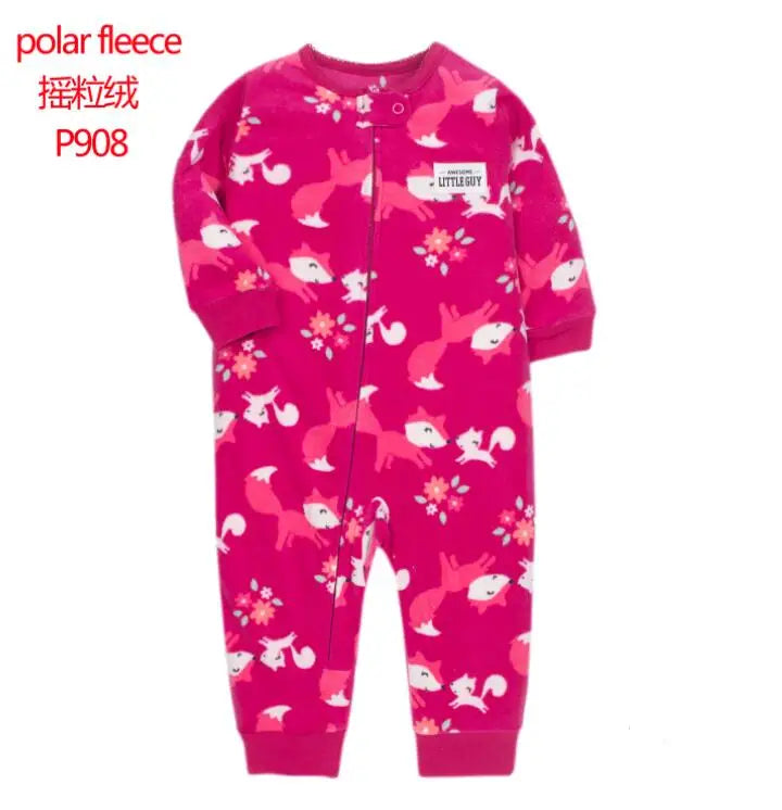 24M Toddler Baby Clothes Romper Children Fleece Outdoor Clothing Winter Warm Climbing Jumpsuit Zipper One-piece Coverall Pajamas